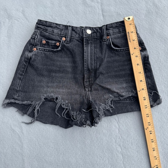 Zara Pants - Zara High Waist Black Denim Shorts – Distressed Frayed Hem, Size 2
